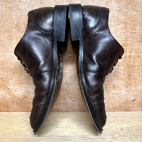 KENNETH COLE Made in Italy New York Brown Leather Square Toe Men Shoes Size 9.5 - Picture 6 of 11